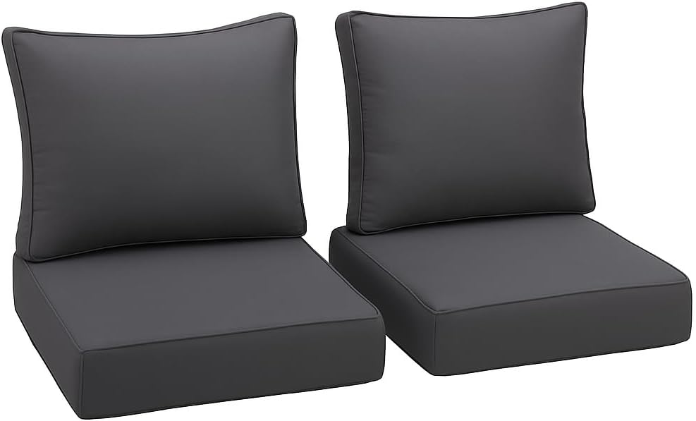Outdoor Deep Seating Cushion Set, 24" x 24", Waterproof & Fade Resistant Patio Furniture Cushions with Handle, Deep Seat and Back Cushion for Chair and Sofa (3, Blue)