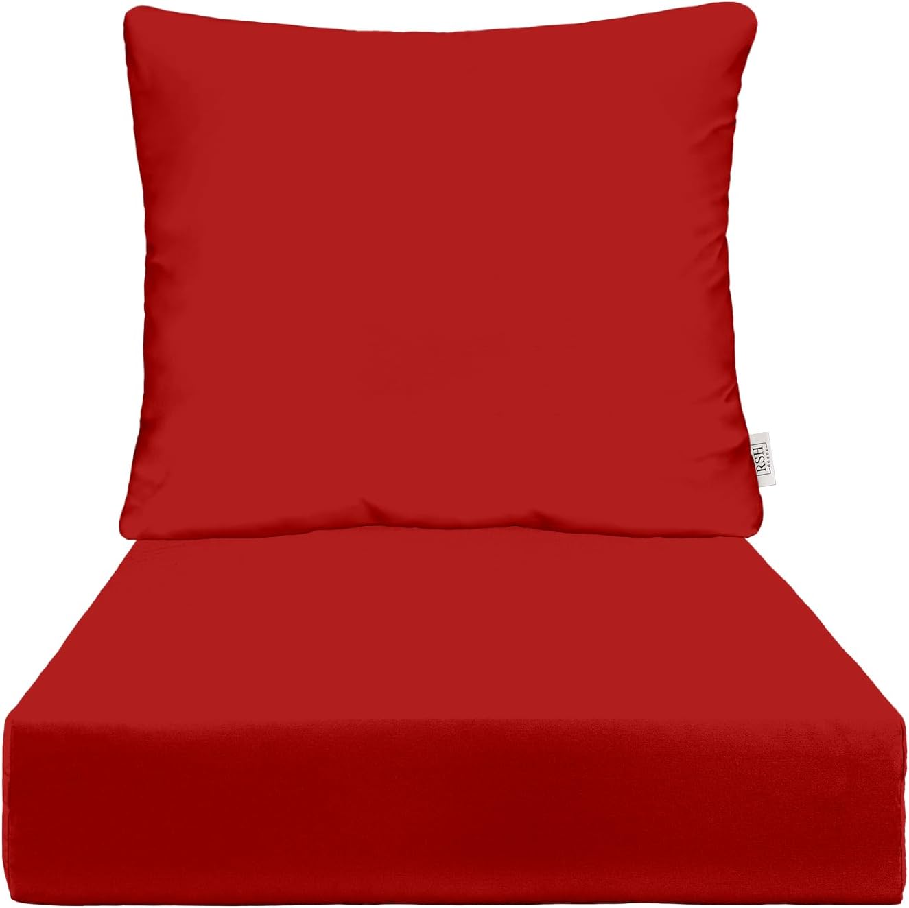 RSH DECOR: Deep Seating Cushion with Pillow Back | 25” x 25” Seat | Water and Fade-Resistant Spun Fabric | Outdoor Chair Cushion Set for Patio Furniture | Black & White Stripe