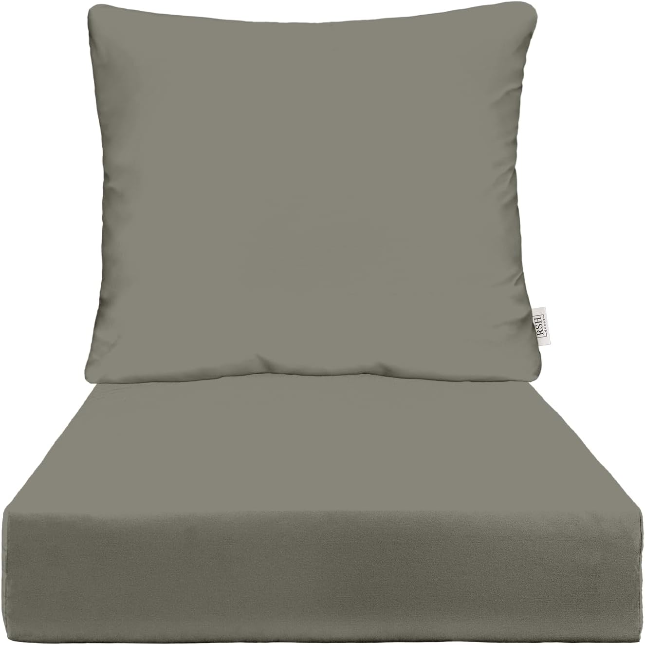 RSH DECOR: Deep Seating Cushion with Pillow Back | 25” x 25” Seat | Water and Fade-Resistant Spun Fabric | Outdoor Chair Cushion Set for Patio Furniture | Black & White Stripe
