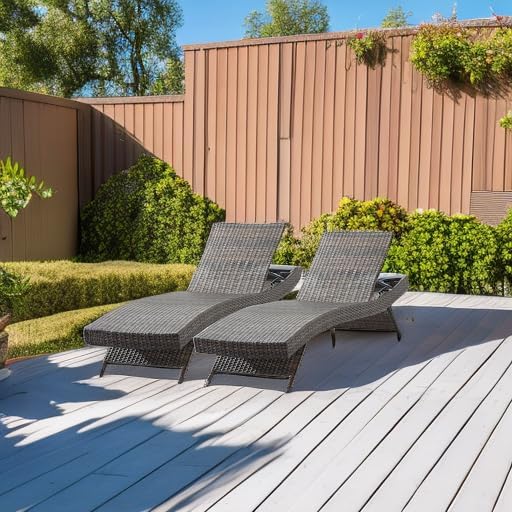 79'' Long Reclining Chaise Lounge Set (Set of 2), Outdoor Wicker Reclining Lounge Chair Patio Rattan Double Chaise Lounge Lawn Sunbathing Chairs Beach Pool Backrest Recliners (Set of 2)