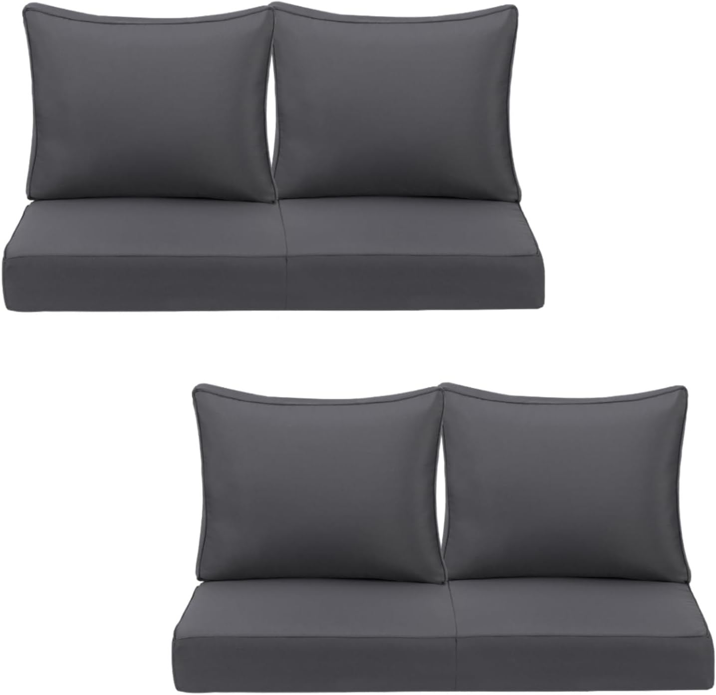 Outdoor Deep Seating Cushion Set, 24" x 24", Waterproof & Fade Resistant Patio Furniture Cushions with Handle, Deep Seat and Back Cushion for Chair and Sofa (3, Blue)