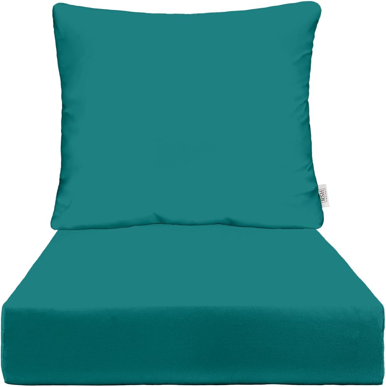RSH DECOR: Deep Seating Cushion with Pillow Back | 25” x 25” Seat | Water and Fade-Resistant Spun Fabric | Outdoor Chair Cushion Set for Patio Furniture | Black & White Stripe