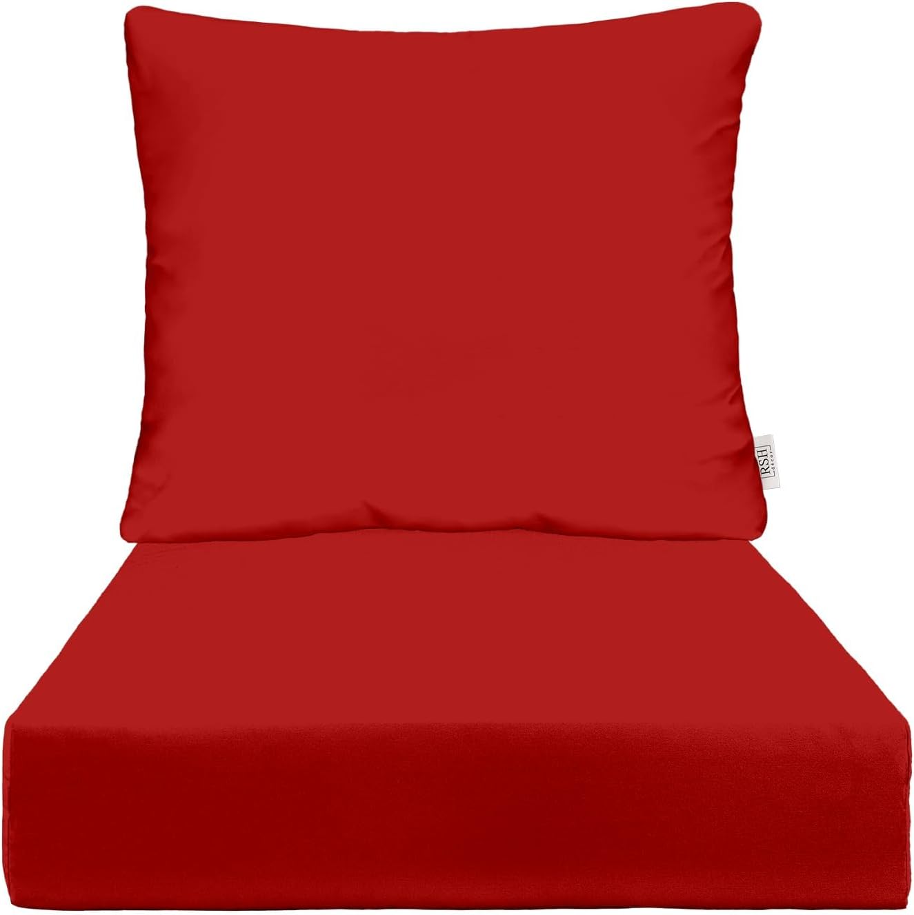 RSH DECOR: Deep Seating Cushion with Pillow Back | 25” x 25” Seat | Water and Fade-Resistant Spun Fabric | Outdoor Chair Cushion Set for Patio Furniture | Black & White Stripe