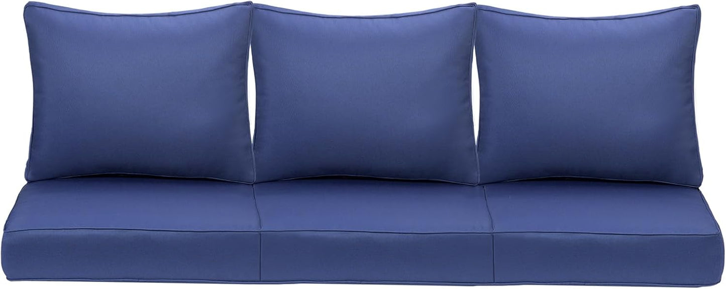 Outdoor Deep Seating Cushion Set, 24" x 24", Waterproof & Fade Resistant Patio Furniture Cushions with Handle, Deep Seat and Back Cushion for Chair and Sofa (3, Blue)