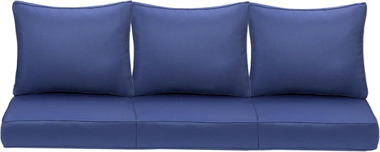Outdoor Deep Seating Cushion Set, 24" x 24", Waterproof & Fade Resistant Patio Furniture Cushions with Handle, Deep Seat and Back Cushion for Chair and Sofa (3, Blue)