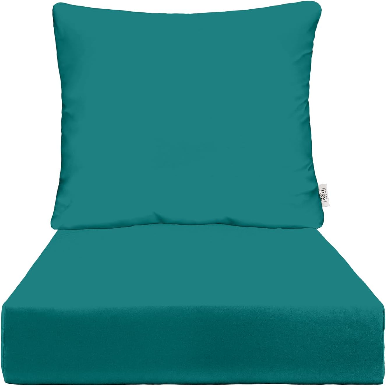 RSH DECOR: Deep Seating Cushion with Pillow Back | 25” x 25” Seat | Water and Fade-Resistant Spun Fabric | Outdoor Chair Cushion Set for Patio Furniture | Black & White Stripe
