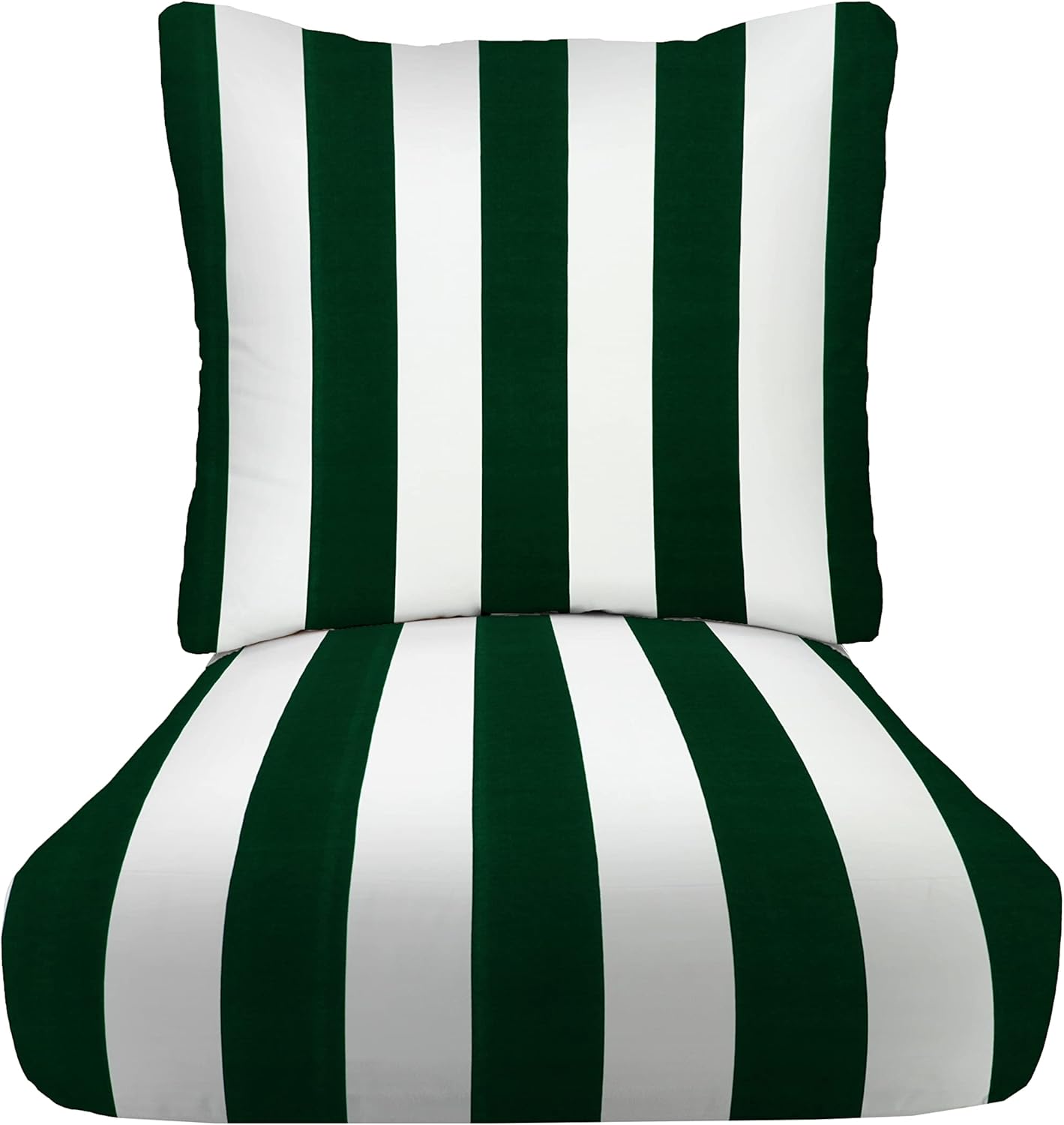 RSH DECOR: Deep Seating Cushion with Pillow Back | 25” x 25” Seat | Water and Fade-Resistant Spun Fabric | Outdoor Chair Cushion Set for Patio Furniture | Black & White Stripe