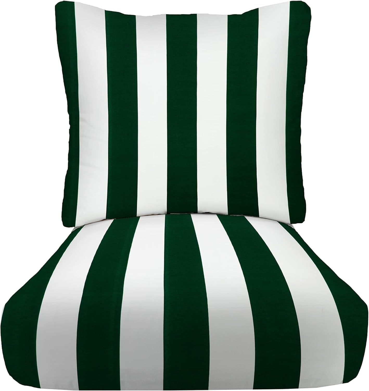 RSH DECOR: Deep Seating Cushion with Pillow Back | 25” x 25” Seat | Water and Fade-Resistant Spun Fabric | Outdoor Chair Cushion Set for Patio Furniture | Black & White Stripe