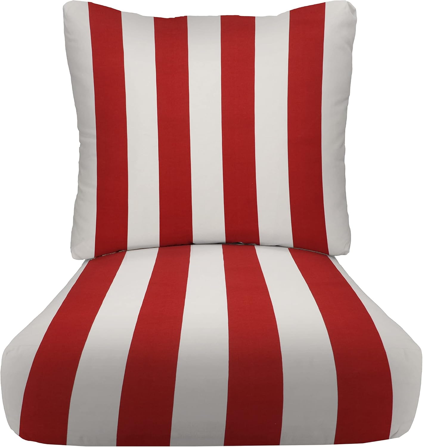 RSH DECOR: Deep Seating Cushion with Pillow Back | 25” x 25” Seat | Water and Fade-Resistant Spun Fabric | Outdoor Chair Cushion Set for Patio Furniture | Black & White Stripe