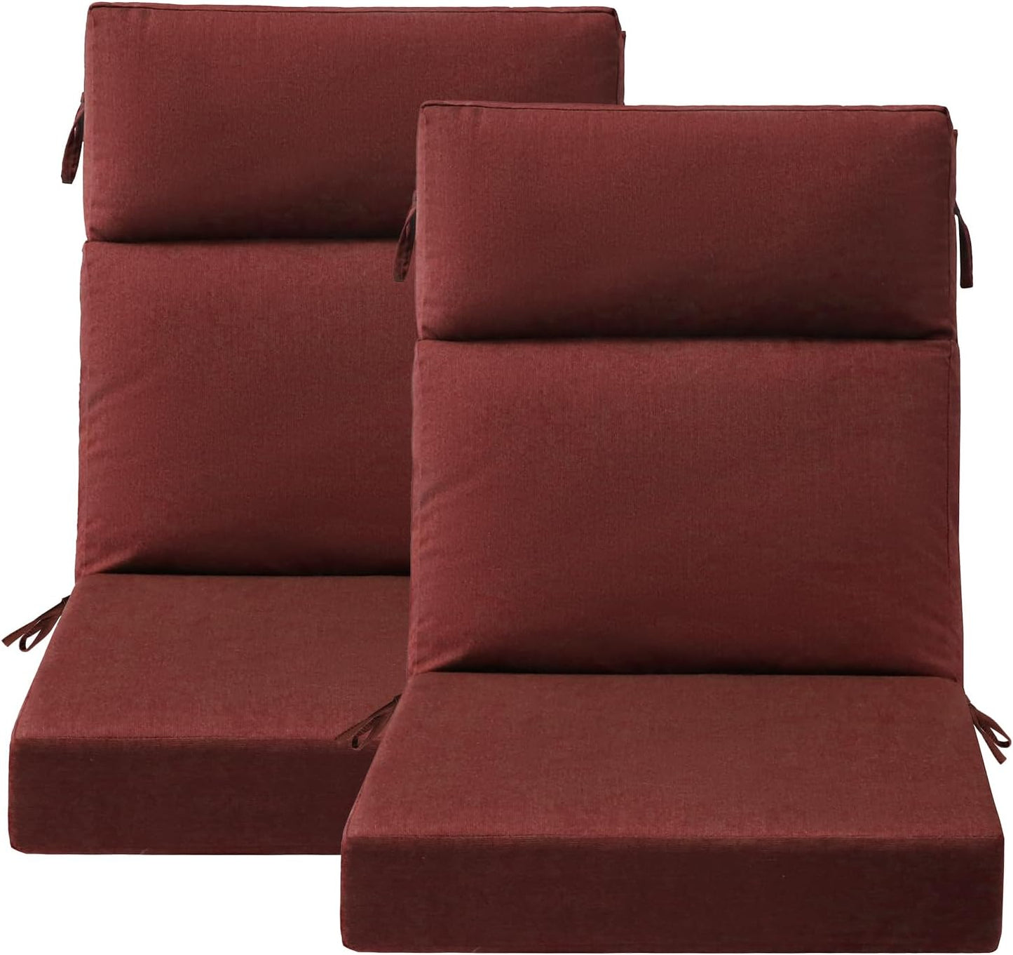 Outdoor High Back Chair Cushion Seat Pads, 44 x 21 Inch Water-Repellent & Fade-Resistant Patio Furniture Cushions with Ties for Adirondack, Rocking Chairs, Linen
