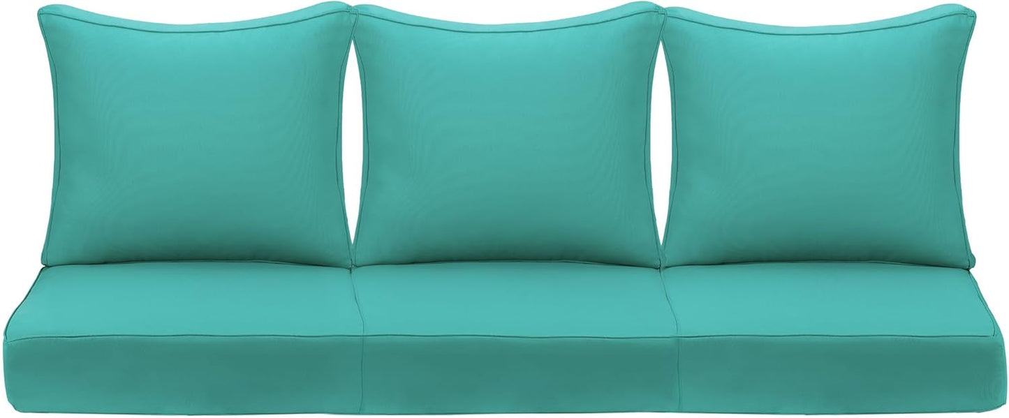 Outdoor Deep Seating Cushion Set, 24" x 24", Waterproof & Fade Resistant Patio Furniture Cushions with Handle, Deep Seat and Back Cushion for Chair and Sofa (3, Blue)