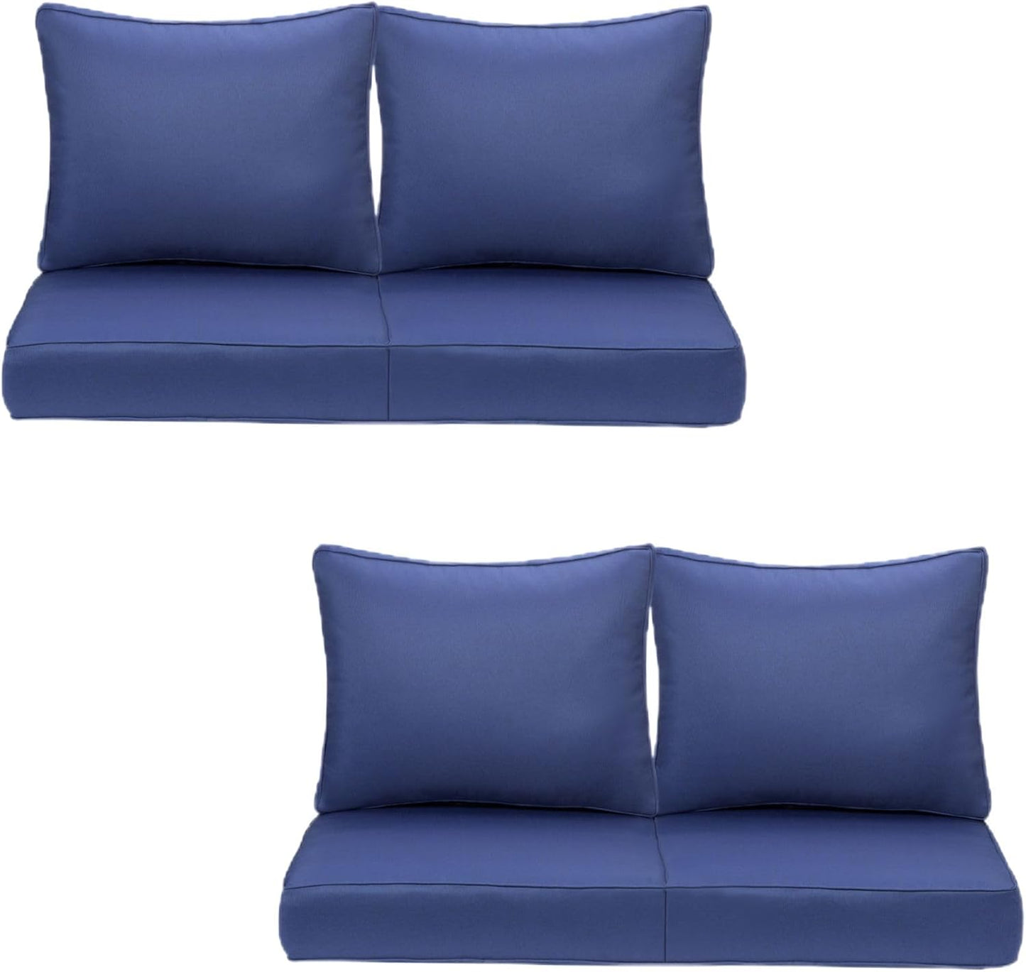 Outdoor Deep Seating Cushion Set, 24" x 24", Waterproof & Fade Resistant Patio Furniture Cushions with Handle, Deep Seat and Back Cushion for Chair and Sofa (3, Blue)
