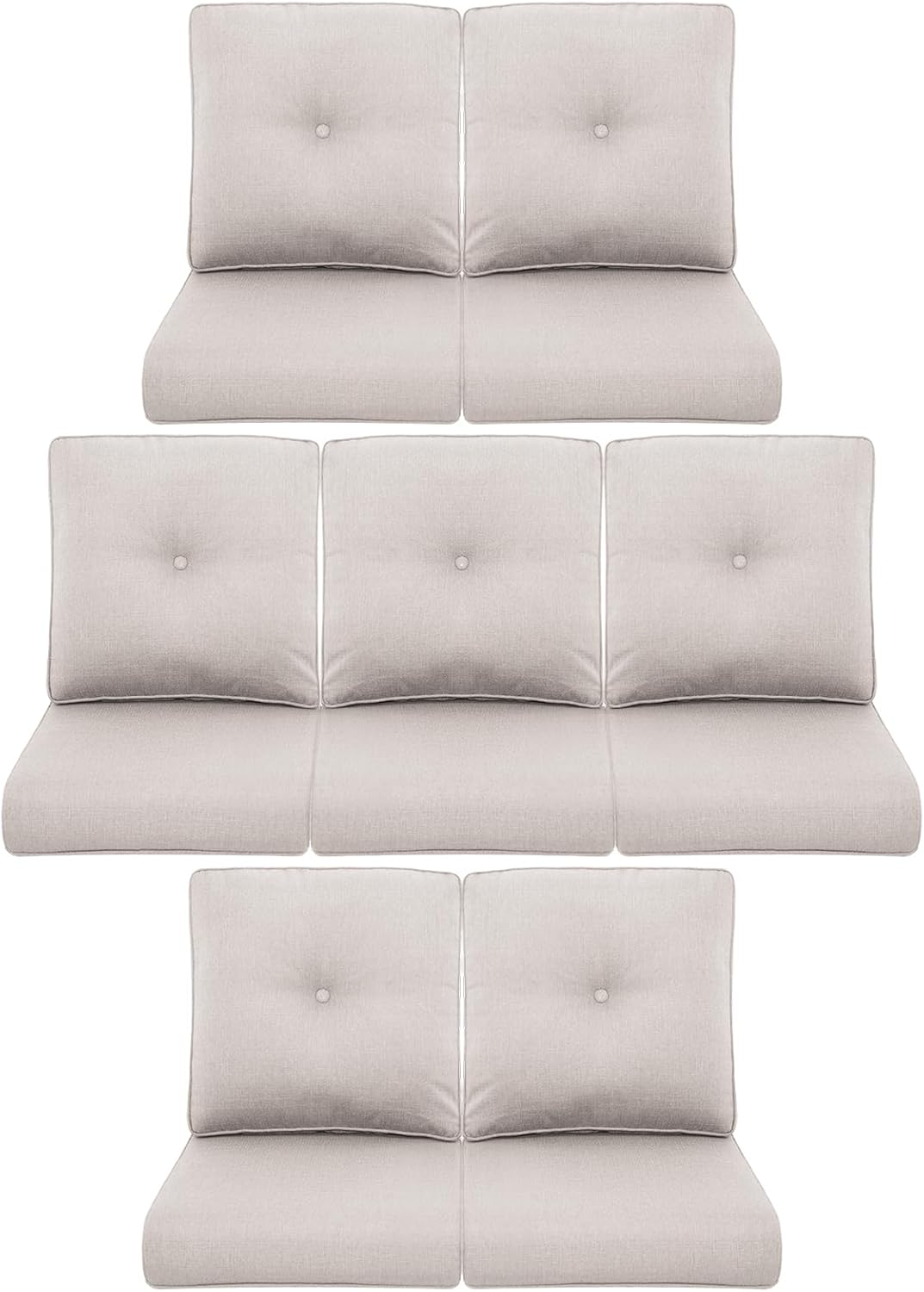Outdoor Wicker Chair Cushions 2 Packs - Outside High Back Thick Water-Resistant Cushion 22x24 with Zipper Cover for Patio Glider Rocking Chairs Loveseat Couch – Beige/Buckle