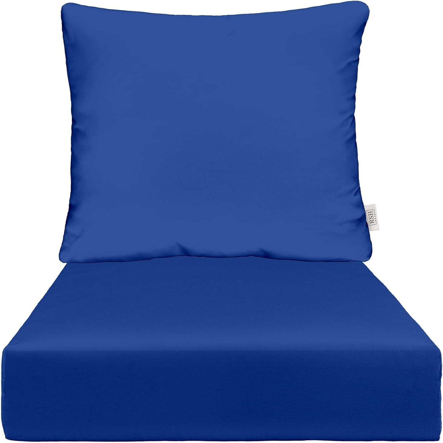 RSH DECOR: Deep Seating Cushion with Pillow Back | 25” x 25” Seat | Water and Fade-Resistant Spun Fabric | Outdoor Chair Cushion Set for Patio Furniture | Black & White Stripe