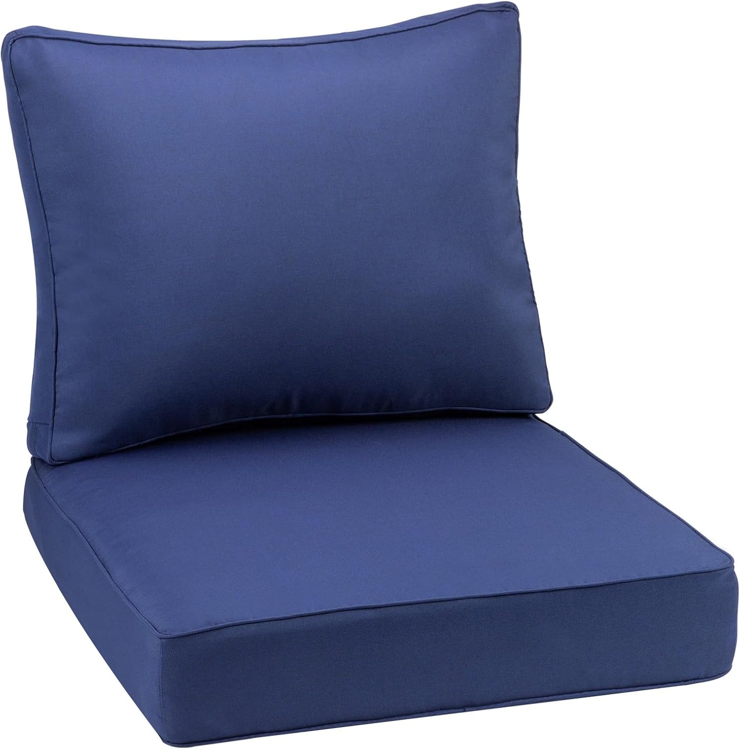Outdoor Deep Seating Cushion Set, 24" x 24", Waterproof & Fade Resistant Patio Furniture Cushions with Handle, Deep Seat and Back Cushion for Chair and Sofa (3, Blue)