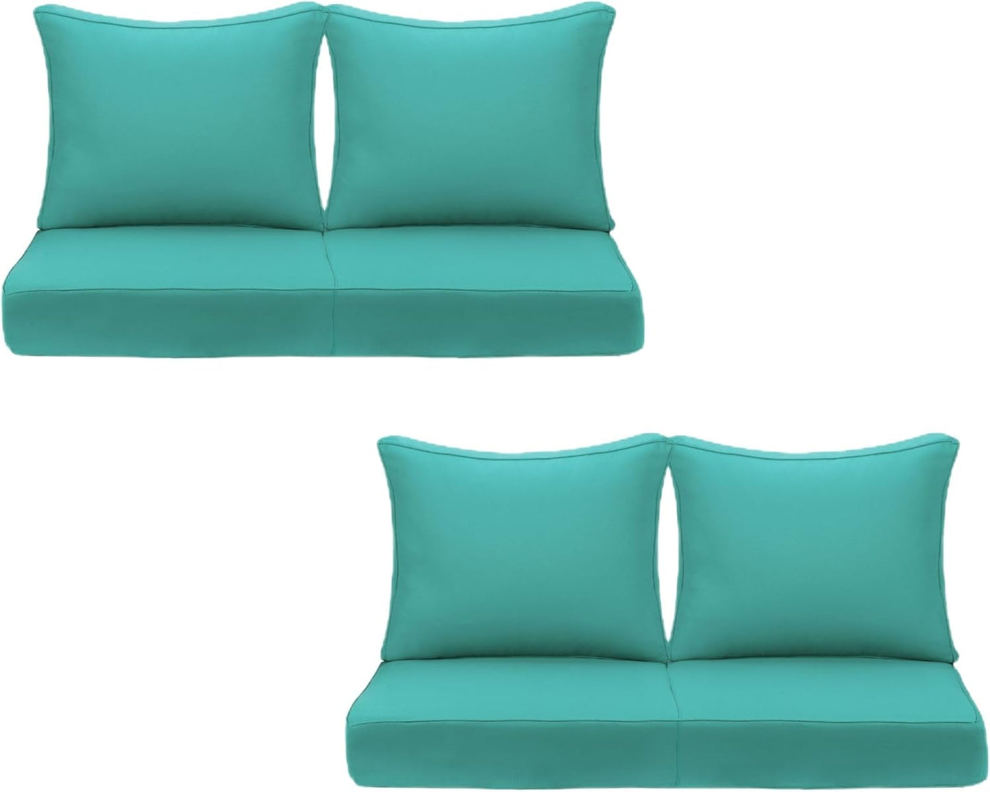 Outdoor Deep Seating Cushion Set, 24" x 24", Waterproof & Fade Resistant Patio Furniture Cushions with Handle, Deep Seat and Back Cushion for Chair and Sofa (3, Blue)