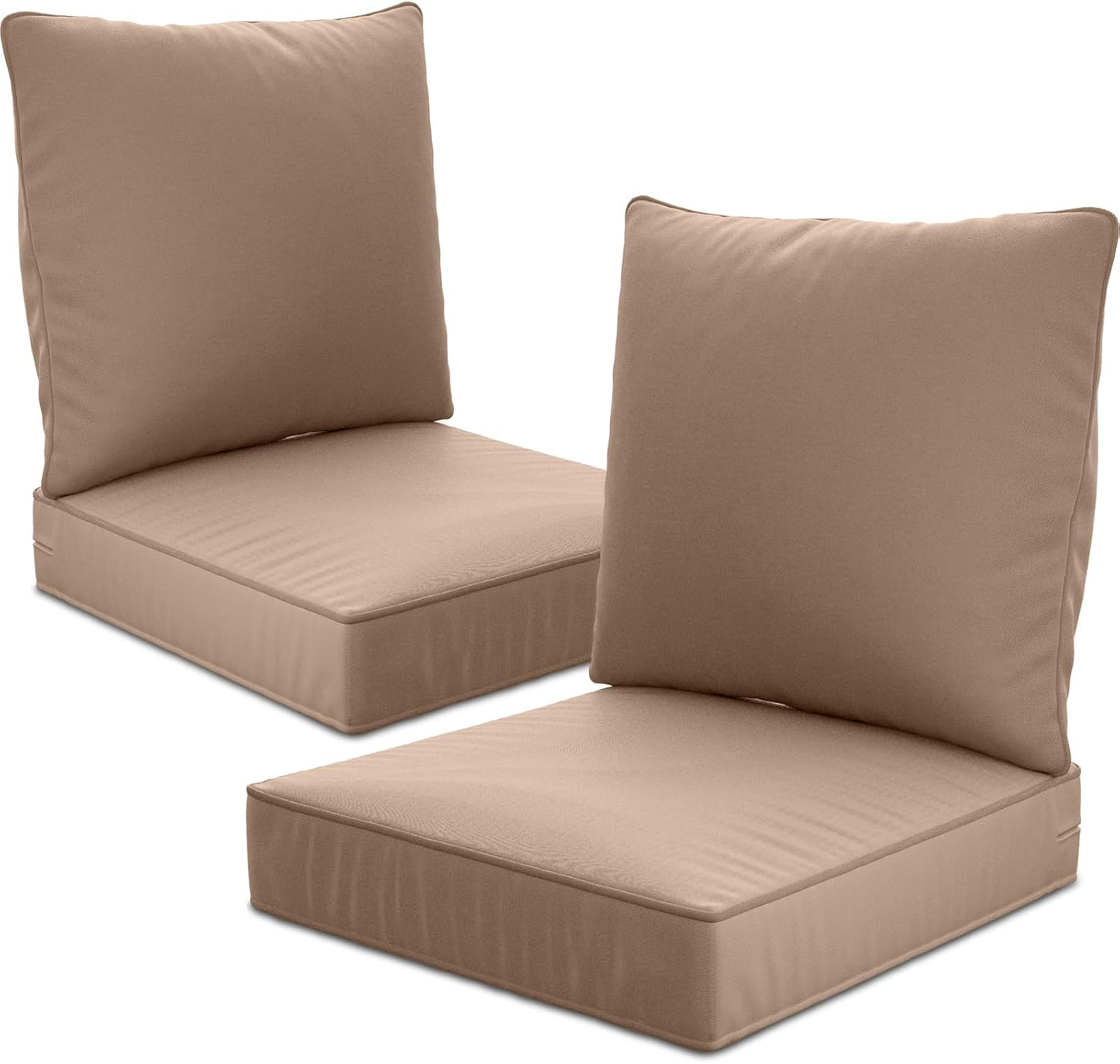 24" x 24" x 6" Outdoor Deep Seat Cushions Set - 4 Set Waterproof & Fade Resistant Patio Furniture Replacement Cushions, Non-Slip Outdoor Cushions Fit Loveseats, Couches, Chairs, and Sofas.