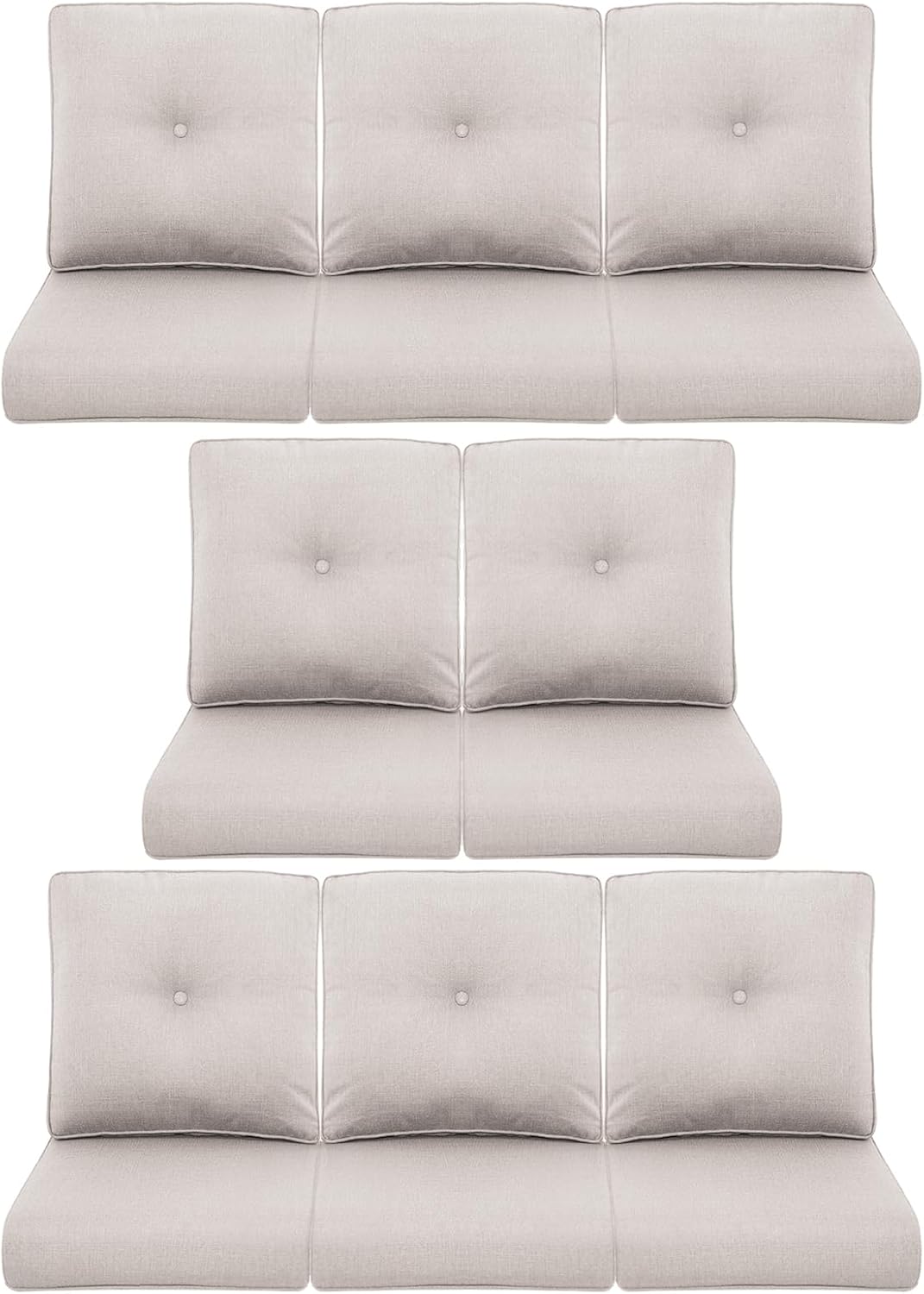 Outdoor Wicker Chair Cushions 2 Packs - Outside High Back Thick Water-Resistant Cushion 22x24 with Zipper Cover for Patio Glider Rocking Chairs Loveseat Couch – Beige/Buckle