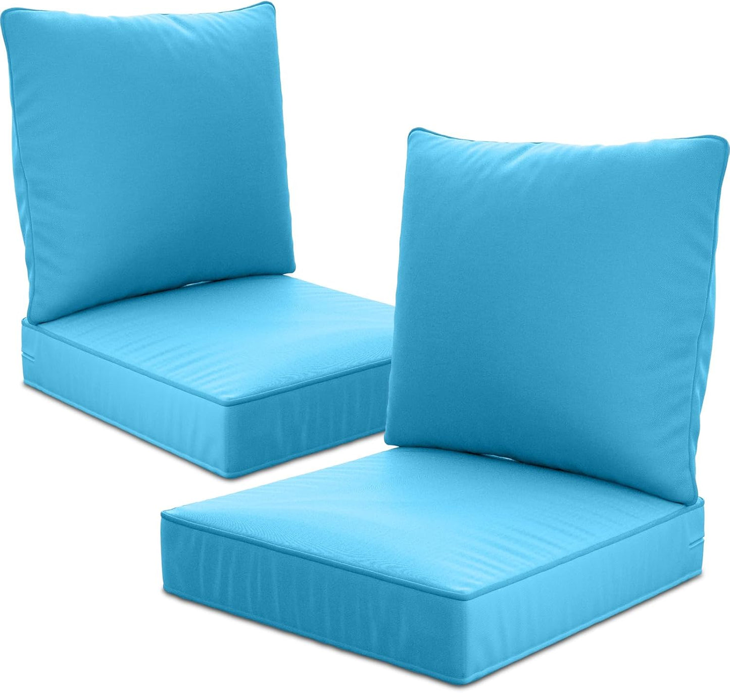 24" x 24" x 6" Outdoor Deep Seat Cushions Set - 4 Set Waterproof & Fade Resistant Patio Furniture Replacement Cushions, Non-Slip Outdoor Cushions Fit Loveseats, Couches, Chairs, and Sofas.