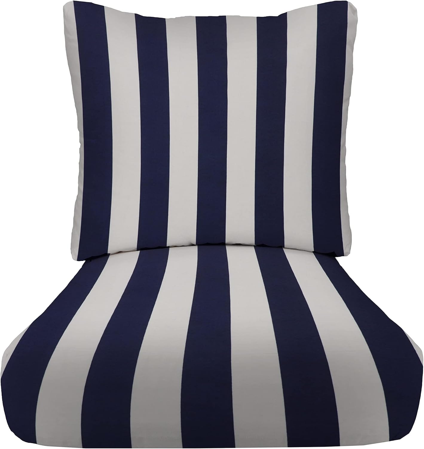 RSH DECOR: Deep Seating Cushion with Pillow Back | 25” x 25” Seat | Water and Fade-Resistant Spun Fabric | Outdoor Chair Cushion Set for Patio Furniture | Black & White Stripe