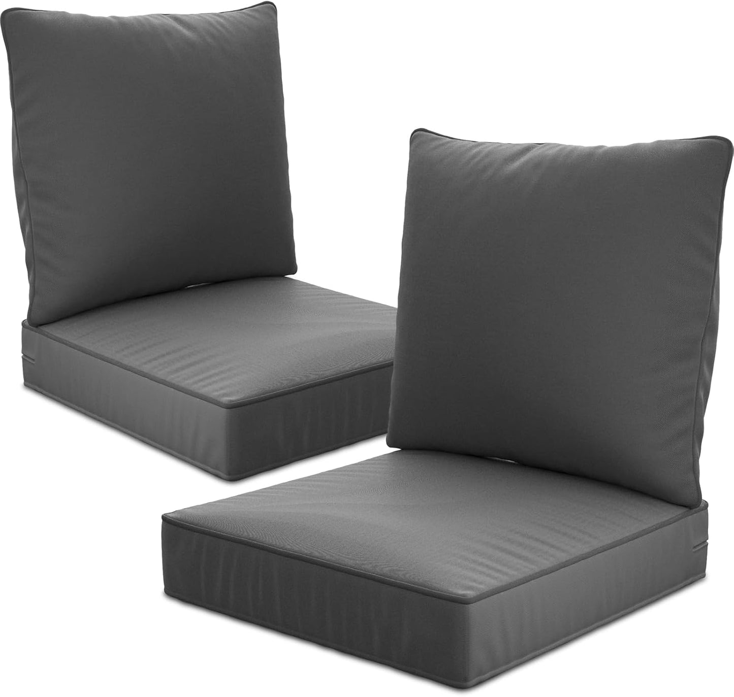 24" x 24" x 6" Outdoor Deep Seat Cushions Set - 4 Set Waterproof & Fade Resistant Patio Furniture Replacement Cushions, Non-Slip Outdoor Cushions Fit Loveseats, Couches, Chairs, and Sofas.