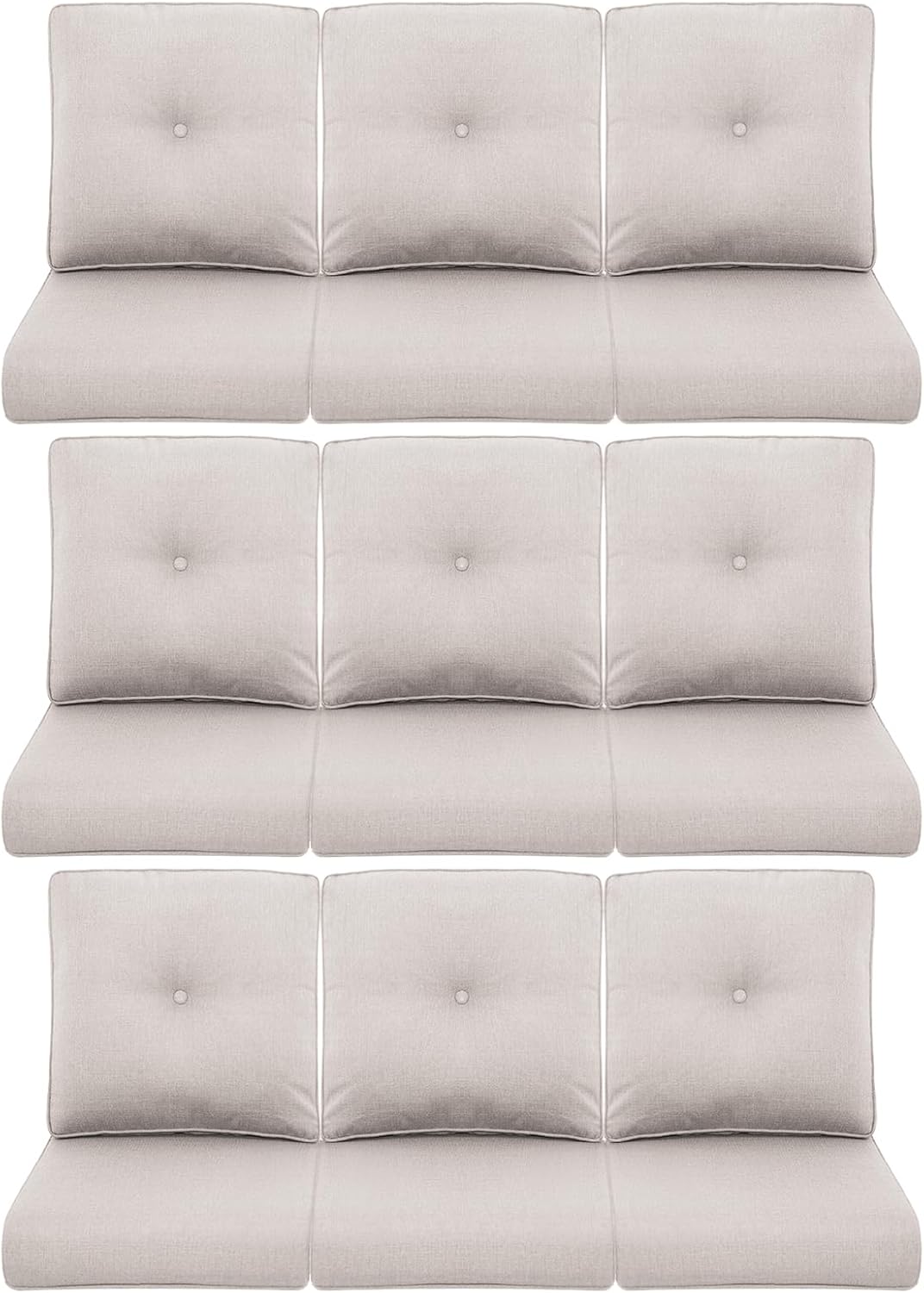 Outdoor Wicker Chair Cushions 2 Packs - Outside High Back Thick Water-Resistant Cushion 22x24 with Zipper Cover for Patio Glider Rocking Chairs Loveseat Couch – Beige/Buckle
