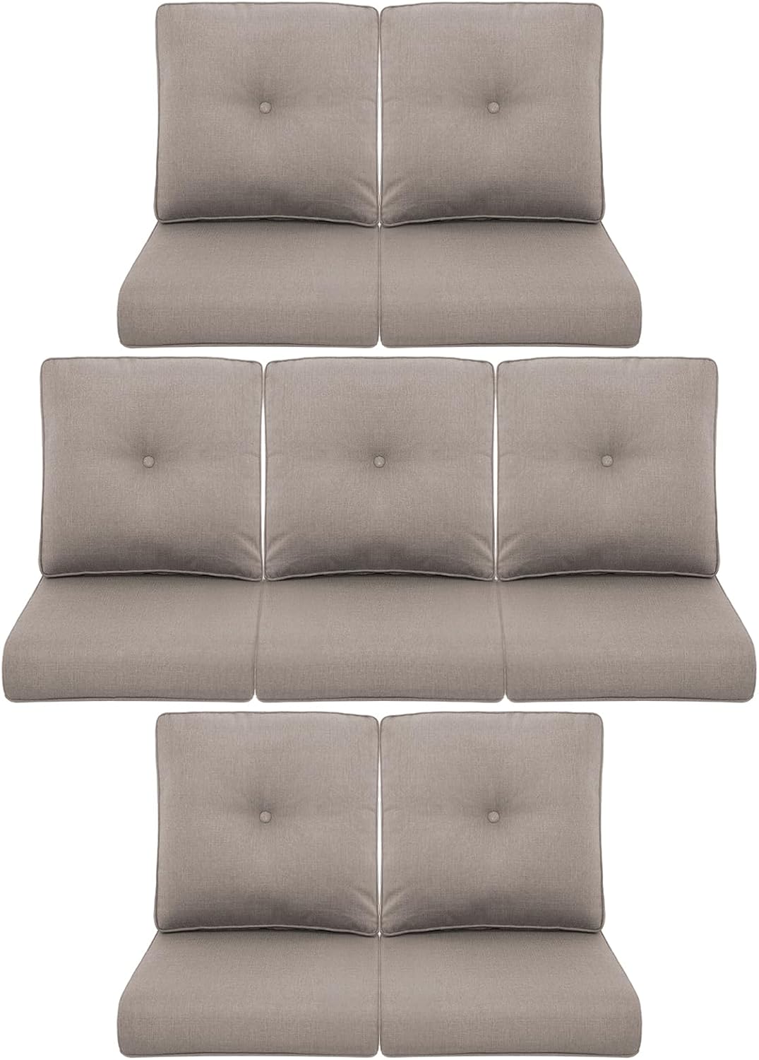 Outdoor Wicker Chair Cushions 2 Packs - Outside High Back Thick Water-Resistant Cushion 22x24 with Zipper Cover for Patio Glider Rocking Chairs Loveseat Couch – Beige/Buckle