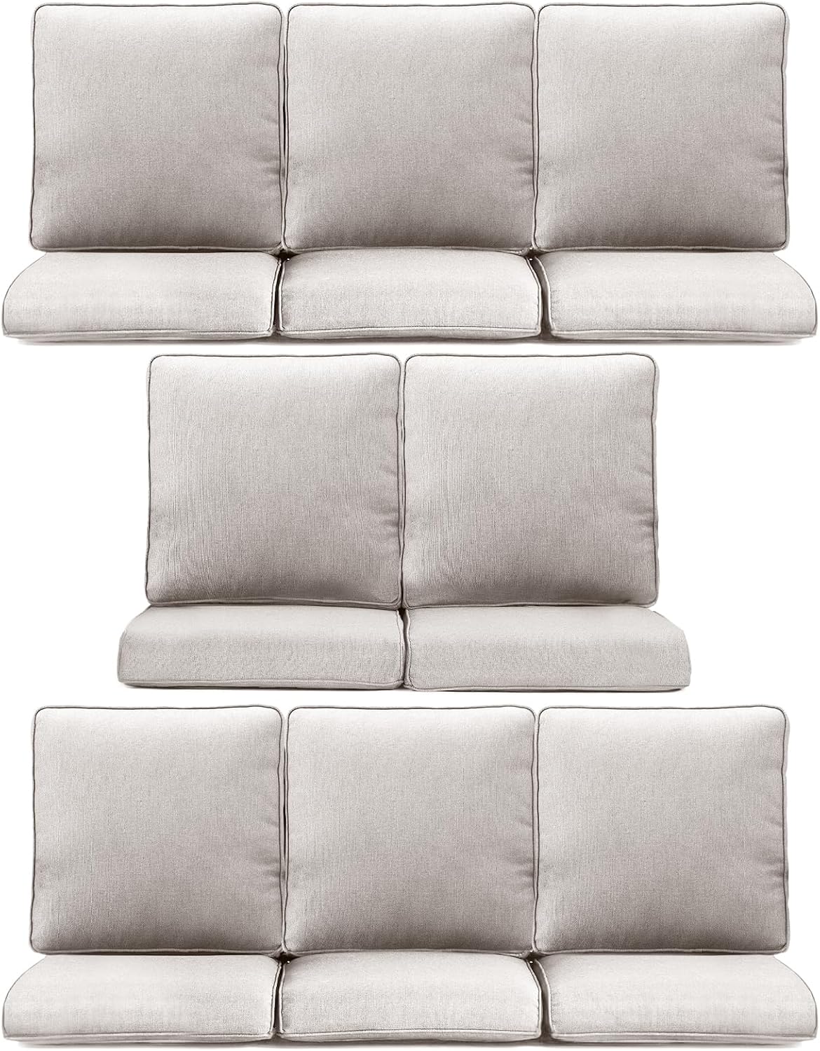 Outdoor Wicker Chair Cushions 2 Packs - Outside High Back Thick Water-Resistant Cushion 22x24 with Zipper Cover for Patio Glider Rocking Chairs Loveseat Couch – Beige/Buckle