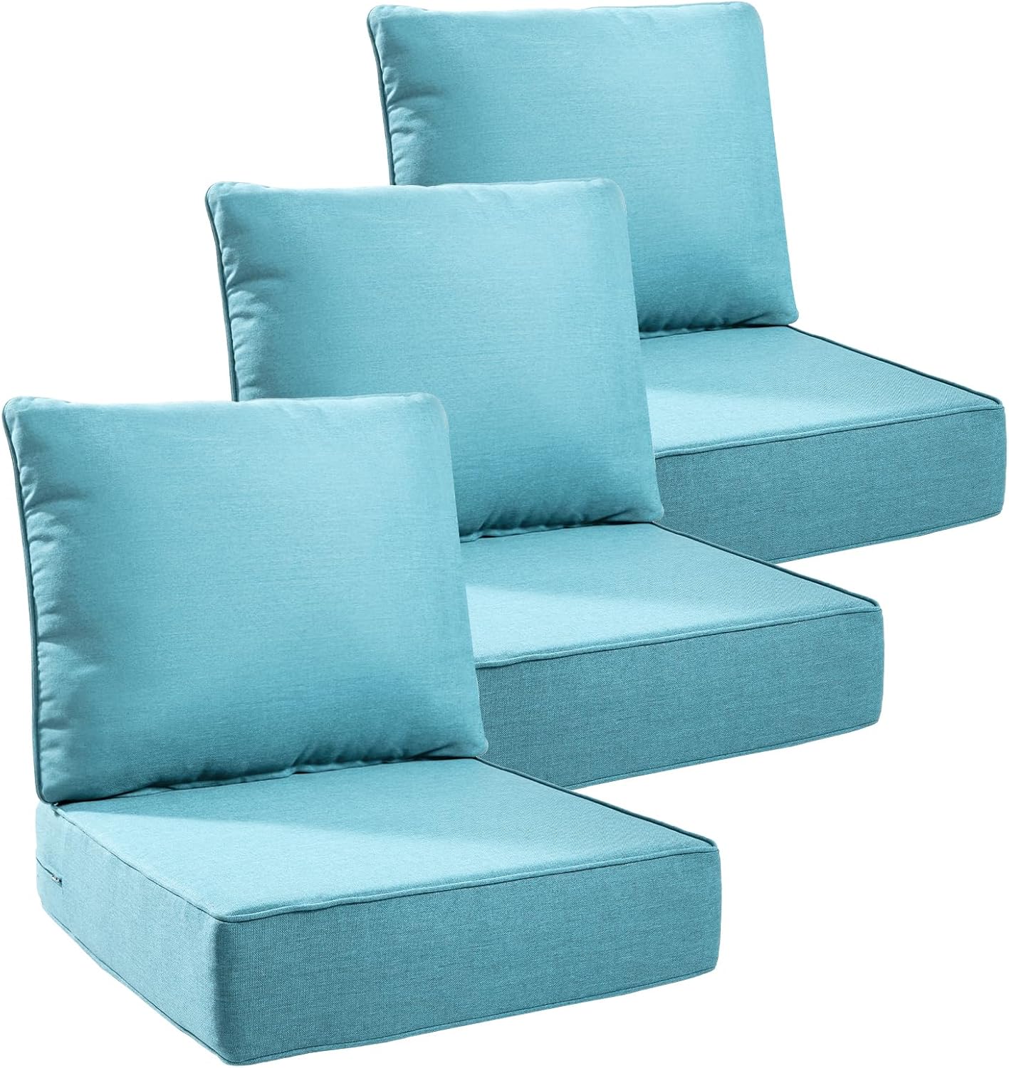 Outdoor Wicker Chair Cushions 2 Packs - Outside High Back Thick Water-Resistant Cushion 22x24 with Zipper Cover for Patio Glider Rocking Chairs Loveseat Couch – Beige/Buckle