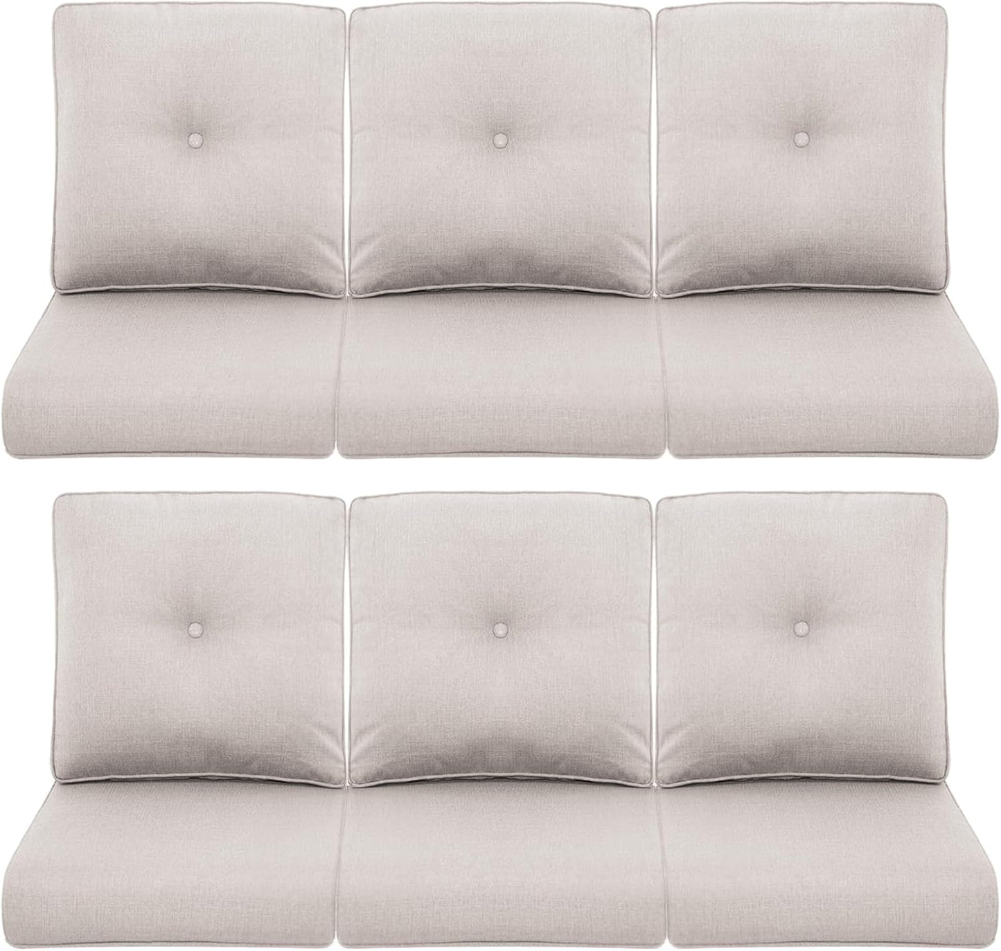 Outdoor Wicker Chair Cushions 2 Packs - Outside High Back Thick Water-Resistant Cushion 22x24 with Zipper Cover for Patio Glider Rocking Chairs Loveseat Couch – Beige/Buckle