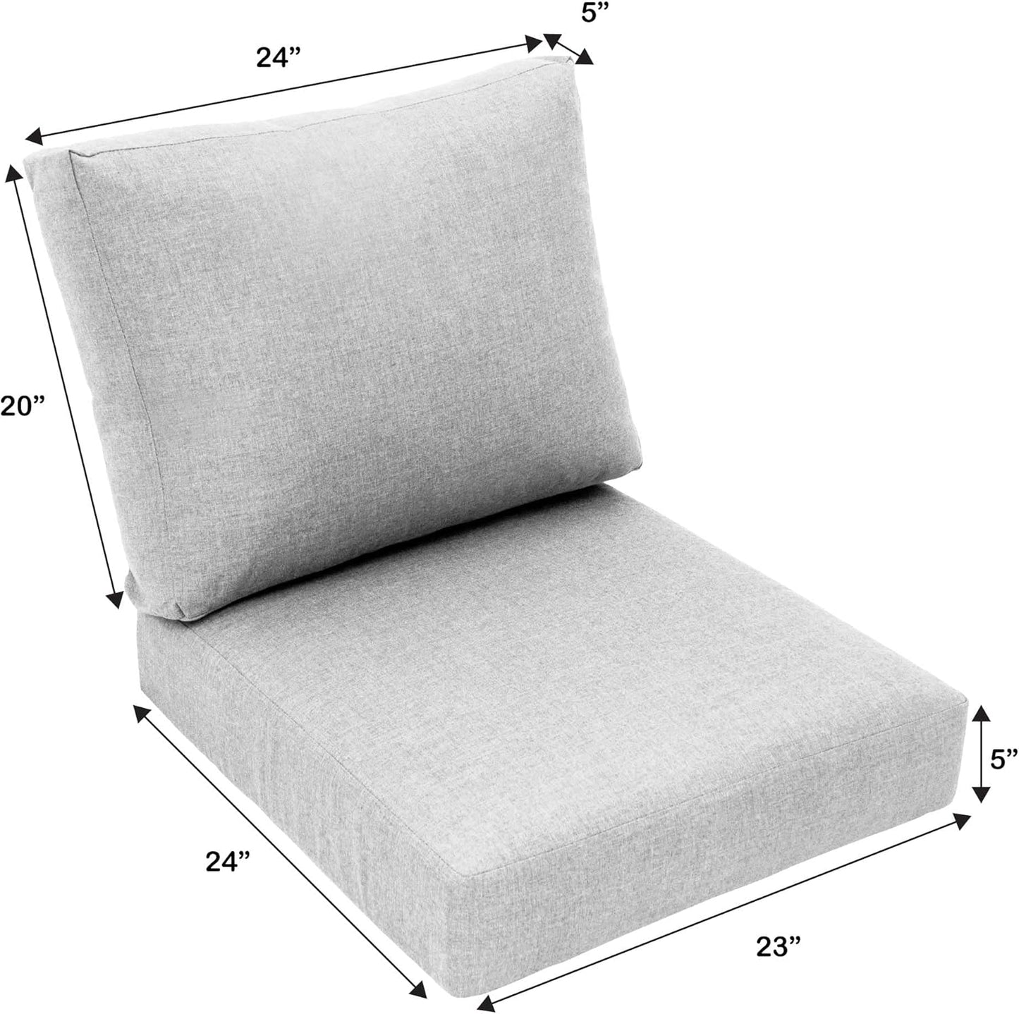 Eddie Bauer Home Deep Seating Outdoor Lounge Cushion, Knife Edge, 23" X 24" X 5", Canvas Black
