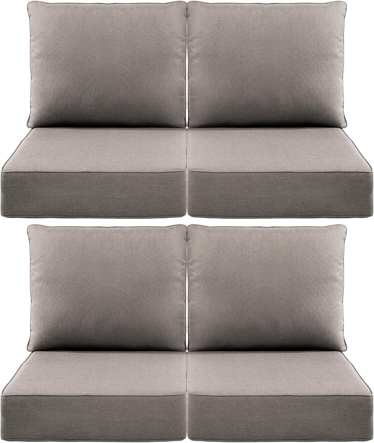 Outdoor Wicker Chair Cushions 2 Packs - Outside High Back Thick Water-Resistant Cushion 22x24 with Zipper Cover for Patio Glider Rocking Chairs Loveseat Couch – Beige/Buckle