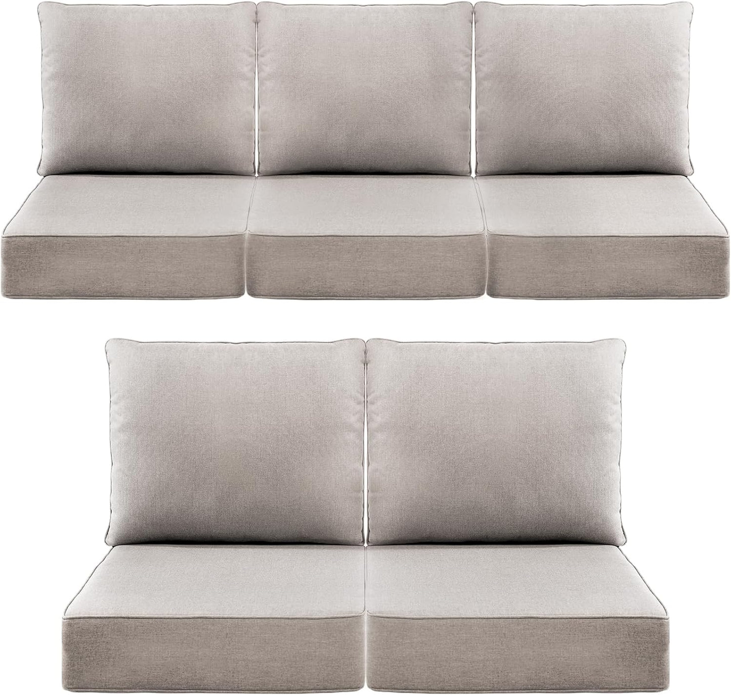 Outdoor Wicker Chair Cushions 2 Packs - Outside High Back Thick Water-Resistant Cushion 22x24 with Zipper Cover for Patio Glider Rocking Chairs Loveseat Couch – Beige/Buckle