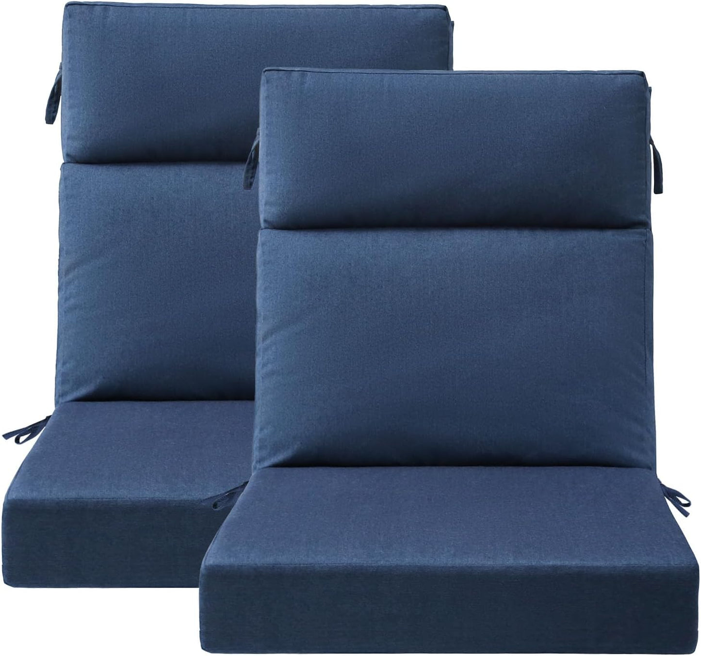 Outdoor High Back Chair Cushion Seat Pads, 44 x 21 Inch Water-Repellent & Fade-Resistant Patio Furniture Cushions with Ties for Adirondack, Rocking Chairs, Linen