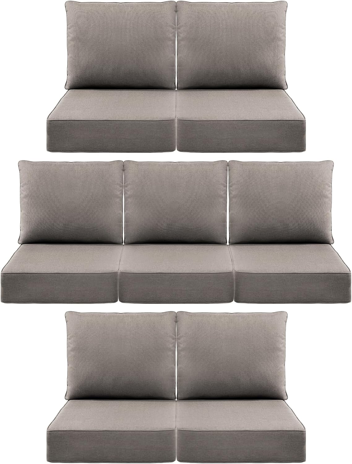Outdoor Wicker Chair Cushions 2 Packs - Outside High Back Thick Water-Resistant Cushion 22x24 with Zipper Cover for Patio Glider Rocking Chairs Loveseat Couch – Beige/Buckle
