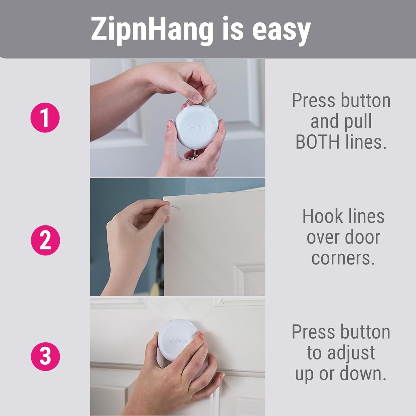 Wreath Hangers for Front Door: ZipnHang Adjustable Wreath Hanger | Damage-Free Hook for Front Door, Glass & Screen | No Nails or Tape Needed | Self-Centering | Easy to Use