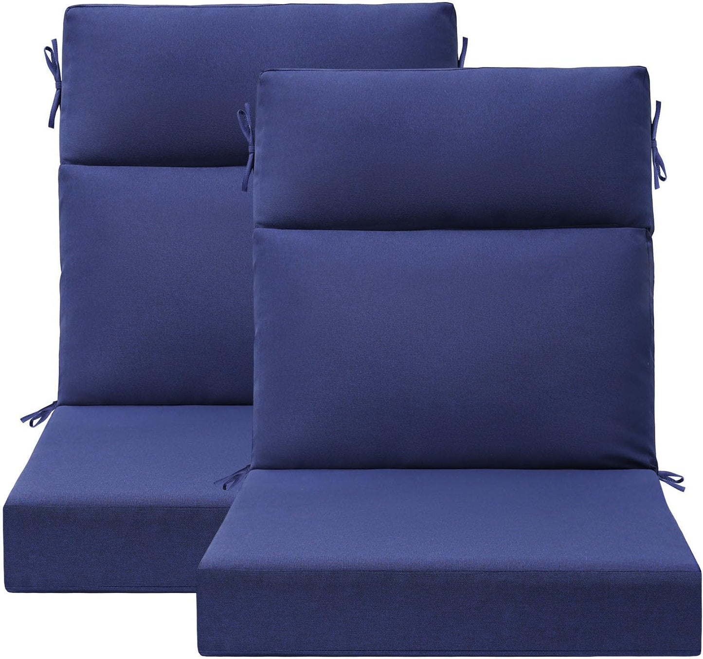 Outdoor High Back Chair Cushion Seat Pads, 44 x 21 Inch Water-Repellent & Fade-Resistant Patio Furniture Cushions with Ties for Adirondack, Rocking Chairs, Linen