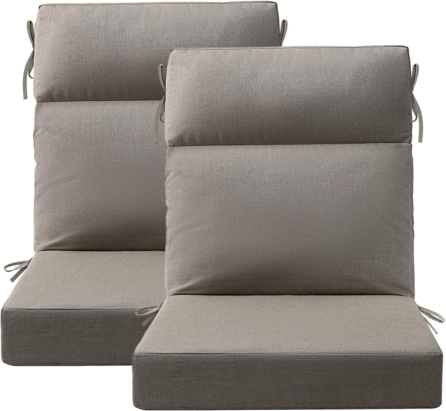 Outdoor High Back Chair Cushion Seat Pads, 44 x 21 Inch Water-Repellent & Fade-Resistant Patio Furniture Cushions with Ties for Adirondack, Rocking Chairs, Linen