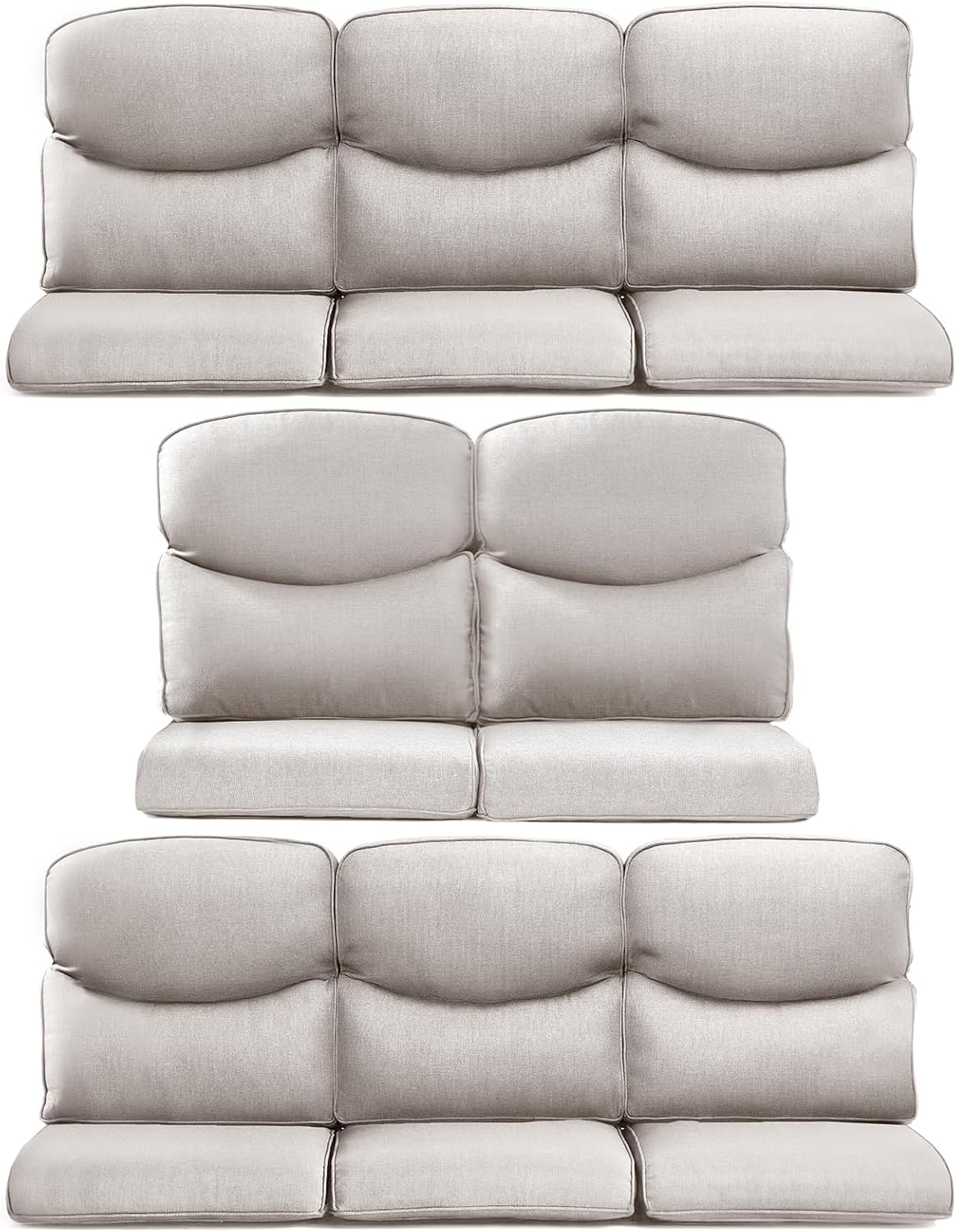 Outdoor Wicker Chair Cushions 2 Packs - Outside High Back Thick Water-Resistant Cushion 22x24 with Zipper Cover for Patio Glider Rocking Chairs Loveseat Couch – Beige/Buckle