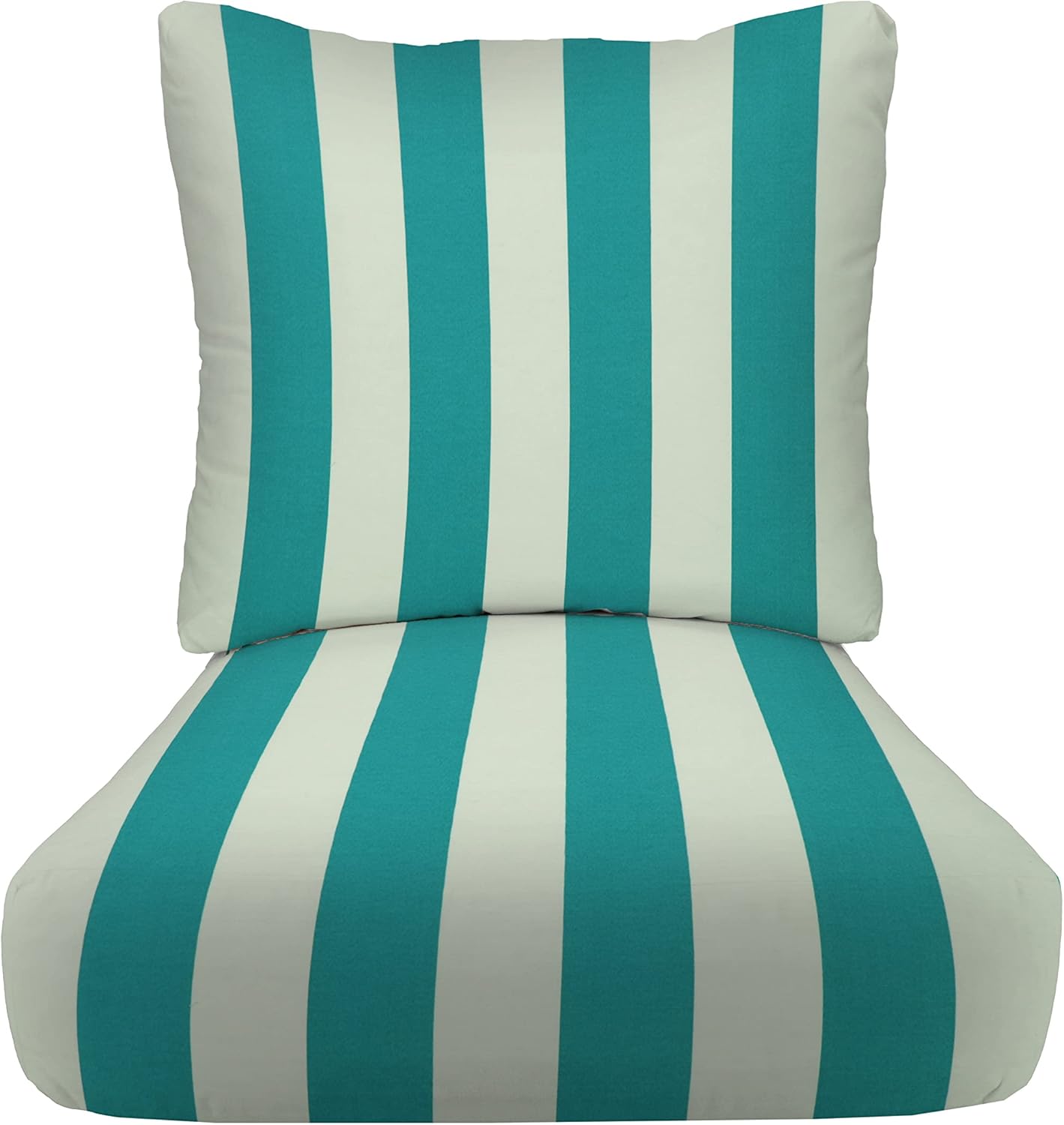 RSH DECOR: Deep Seating Cushion with Pillow Back | 25” x 25” Seat | Water and Fade-Resistant Spun Fabric | Outdoor Chair Cushion Set for Patio Furniture | Black & White Stripe