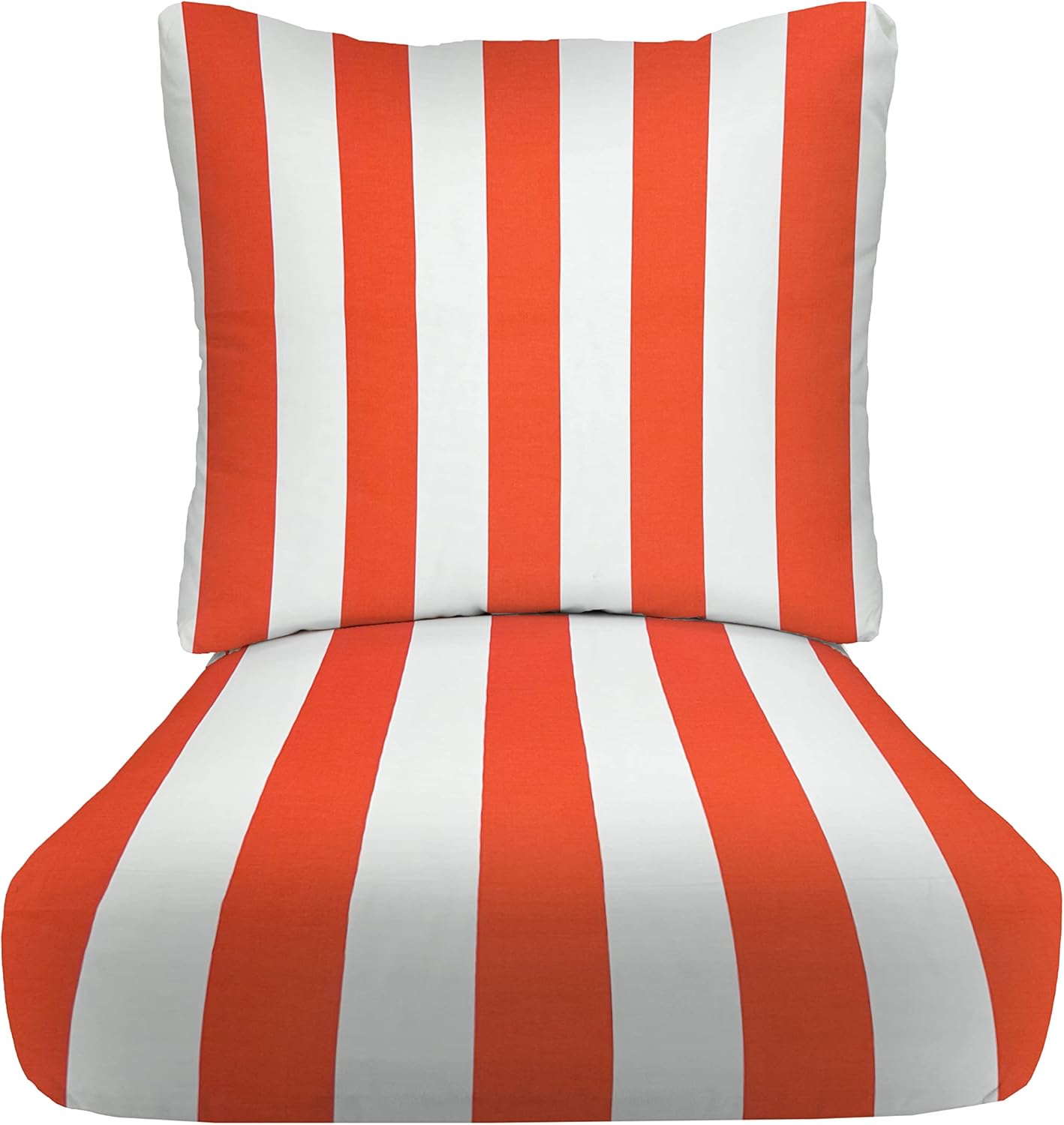 RSH DECOR: Deep Seating Cushion with Pillow Back | 25” x 25” Seat | Water and Fade-Resistant Spun Fabric | Outdoor Chair Cushion Set for Patio Furniture | Black & White Stripe