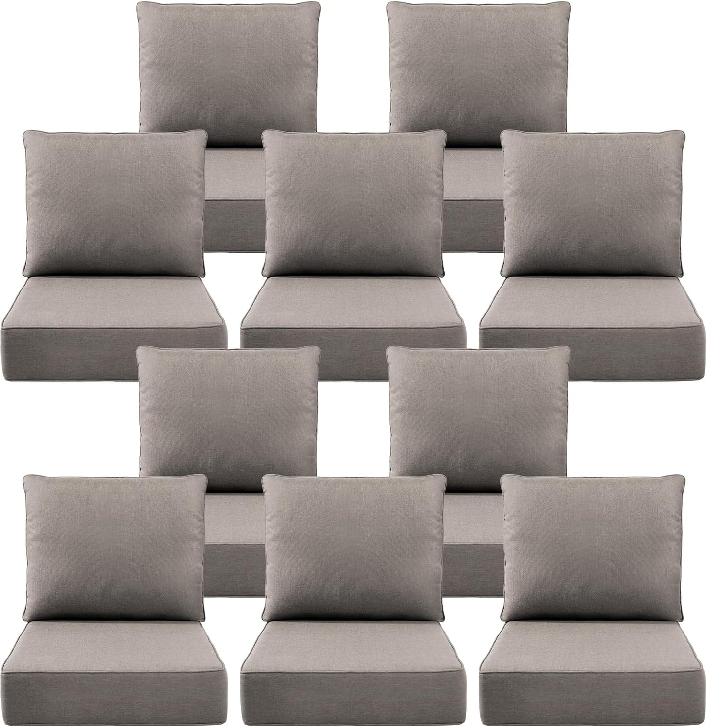 Outdoor Wicker Chair Cushions 2 Packs - Outside High Back Thick Water-Resistant Cushion 22x24 with Zipper Cover for Patio Glider Rocking Chairs Loveseat Couch – Beige/Buckle