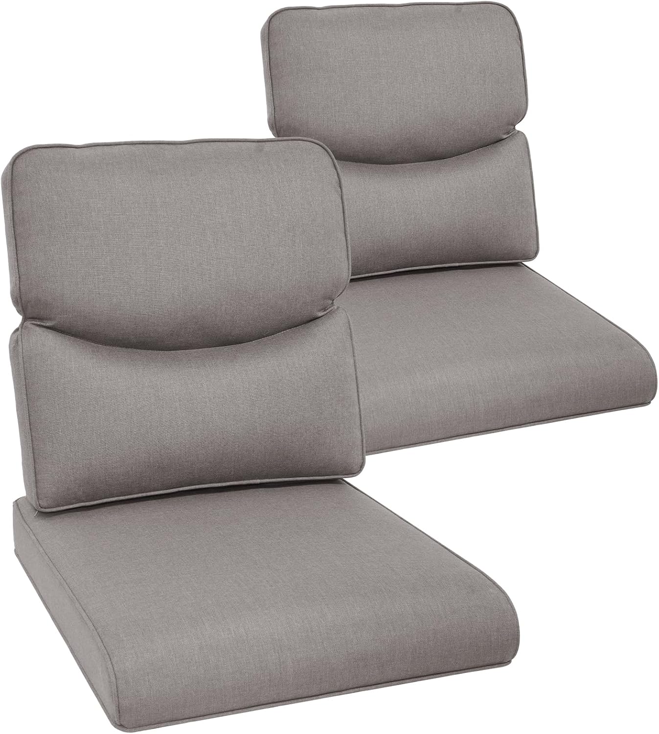 Outdoor Wicker Chair Cushions 2 Packs - Outside High Back Thick Water-Resistant Cushion 22x24 with Zipper Cover for Patio Glider Rocking Chairs Loveseat Couch – Beige/Buckle