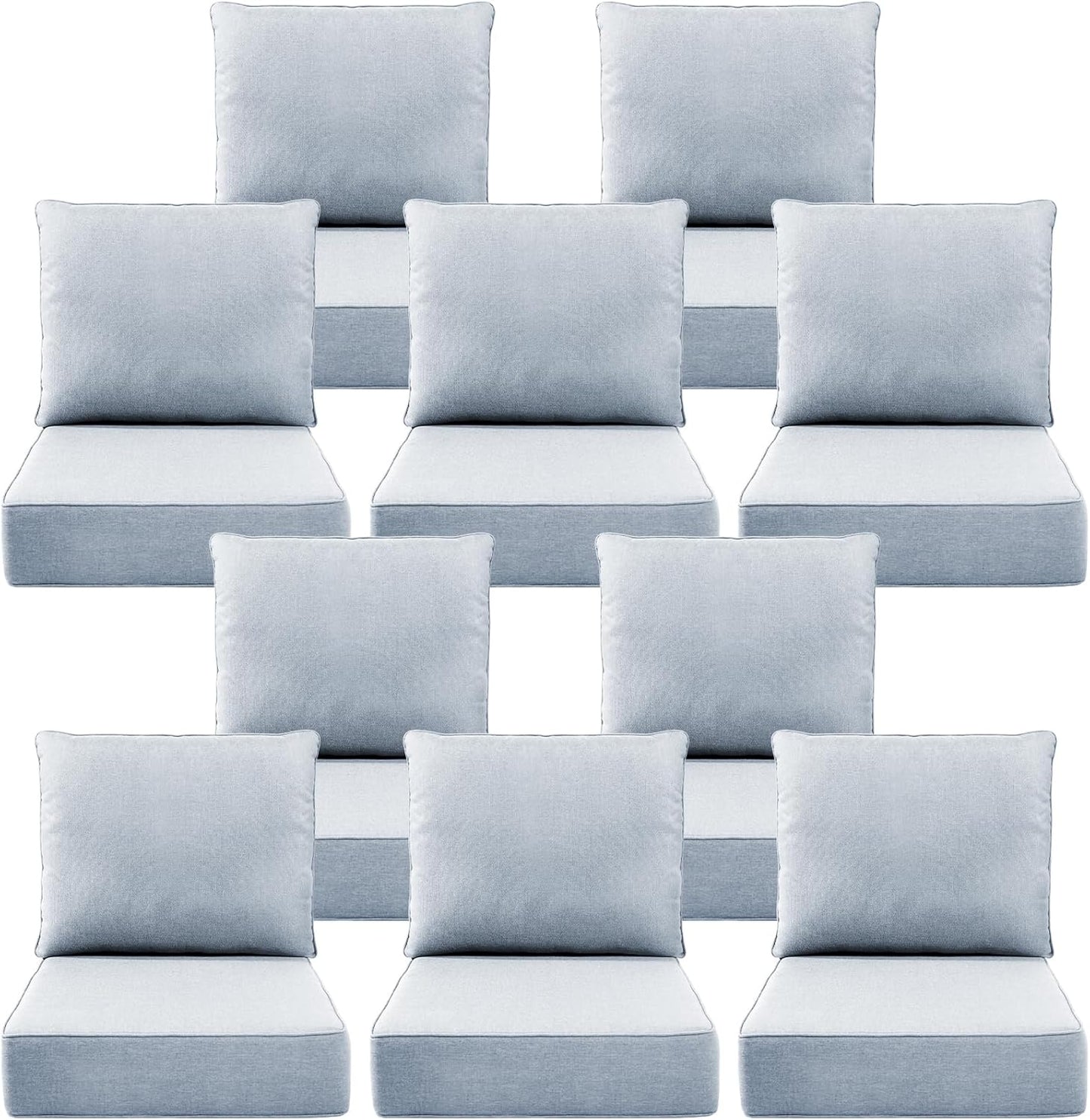 Outdoor Wicker Chair Cushions 2 Packs - Outside High Back Thick Water-Resistant Cushion 22x24 with Zipper Cover for Patio Glider Rocking Chairs Loveseat Couch – Beige/Buckle