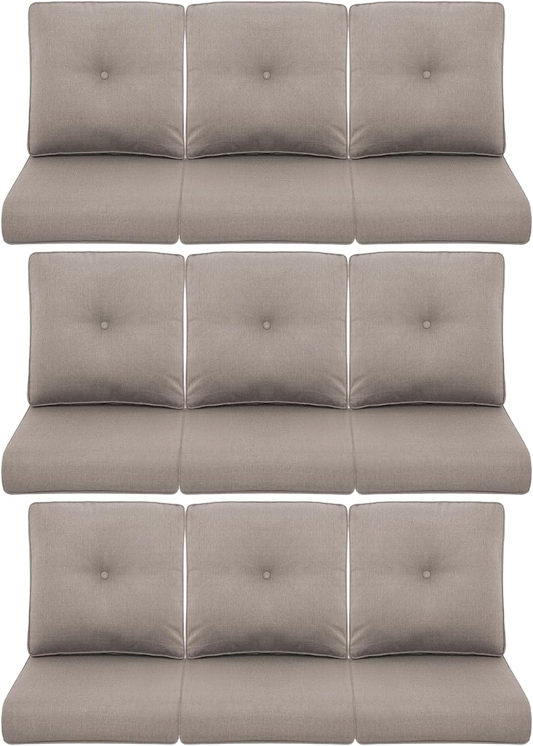 Outdoor Wicker Chair Cushions 2 Packs - Outside High Back Thick Water-Resistant Cushion 22x24 with Zipper Cover for Patio Glider Rocking Chairs Loveseat Couch – Beige/Buckle