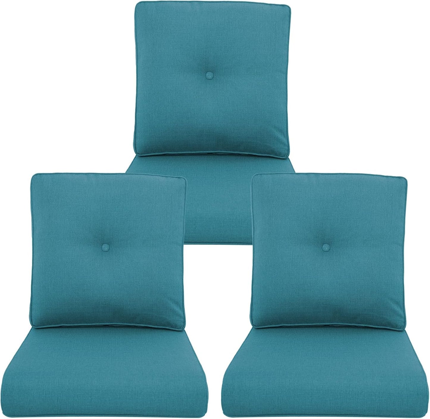 Outdoor Wicker Chair Cushions 2 Packs - Outside High Back Thick Water-Resistant Cushion 22x24 with Zipper Cover for Patio Glider Rocking Chairs Loveseat Couch – Beige/Buckle