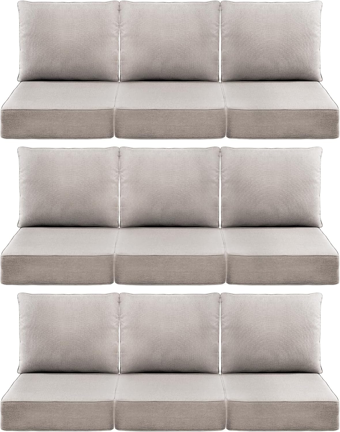 Outdoor Wicker Chair Cushions 2 Packs - Outside High Back Thick Water-Resistant Cushion 22x24 with Zipper Cover for Patio Glider Rocking Chairs Loveseat Couch – Beige/Buckle