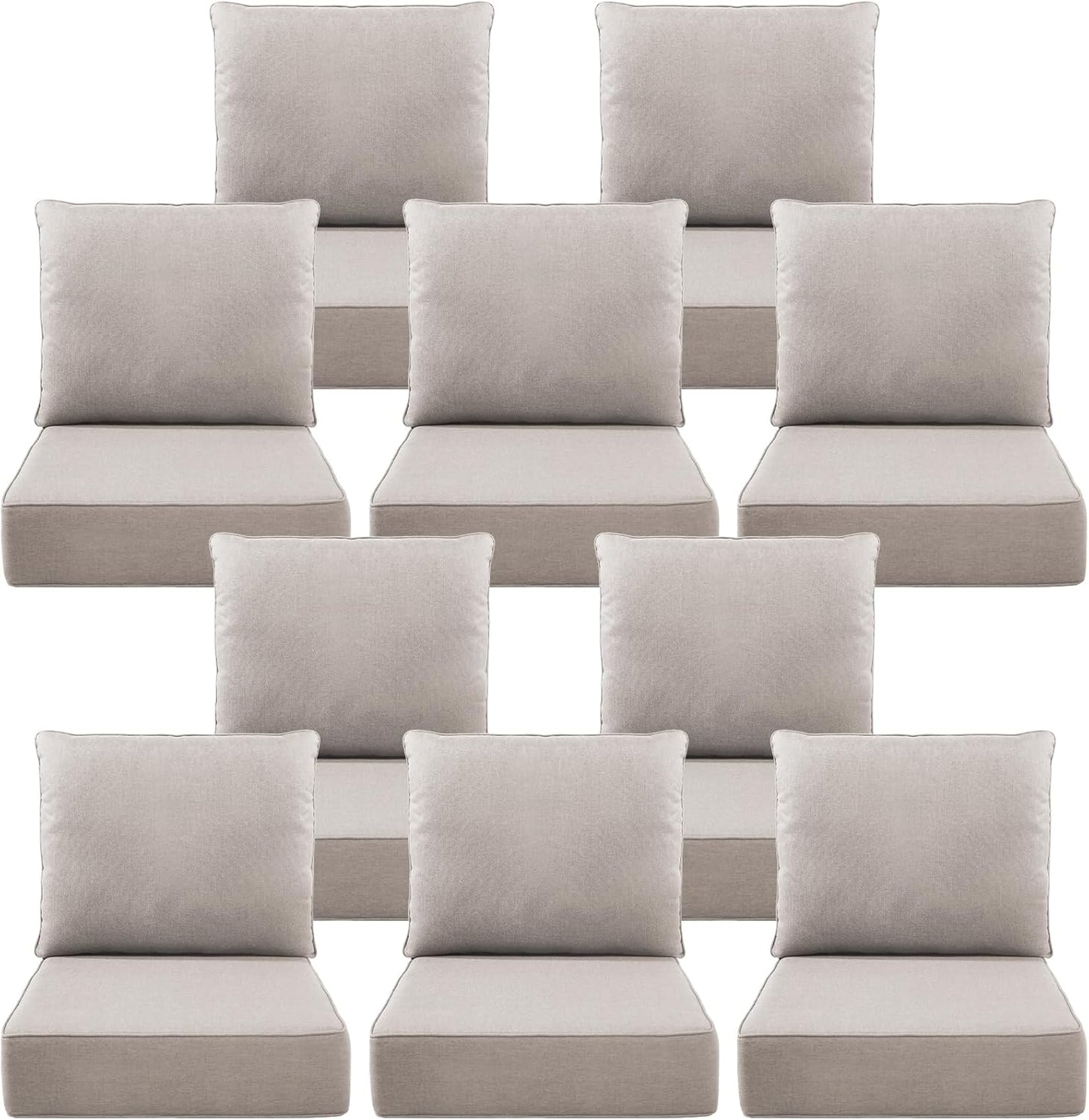 Outdoor Wicker Chair Cushions 2 Packs - Outside High Back Thick Water-Resistant Cushion 22x24 with Zipper Cover for Patio Glider Rocking Chairs Loveseat Couch – Beige/Buckle