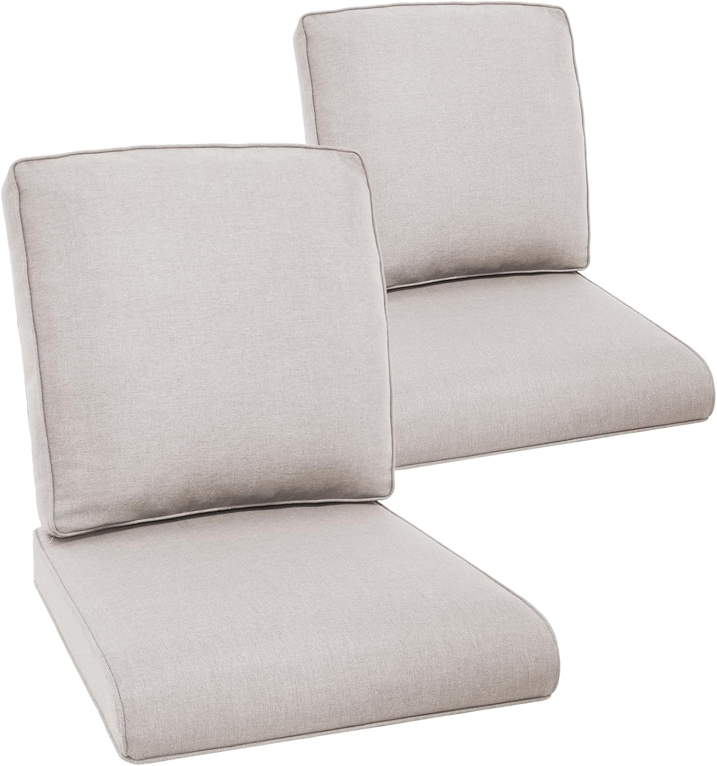 Outdoor Wicker Chair Cushions 2 Packs - Outside High Back Thick Water-Resistant Cushion 22x24 with Zipper Cover for Patio Glider Rocking Chairs Loveseat Couch – Beige/Buckle