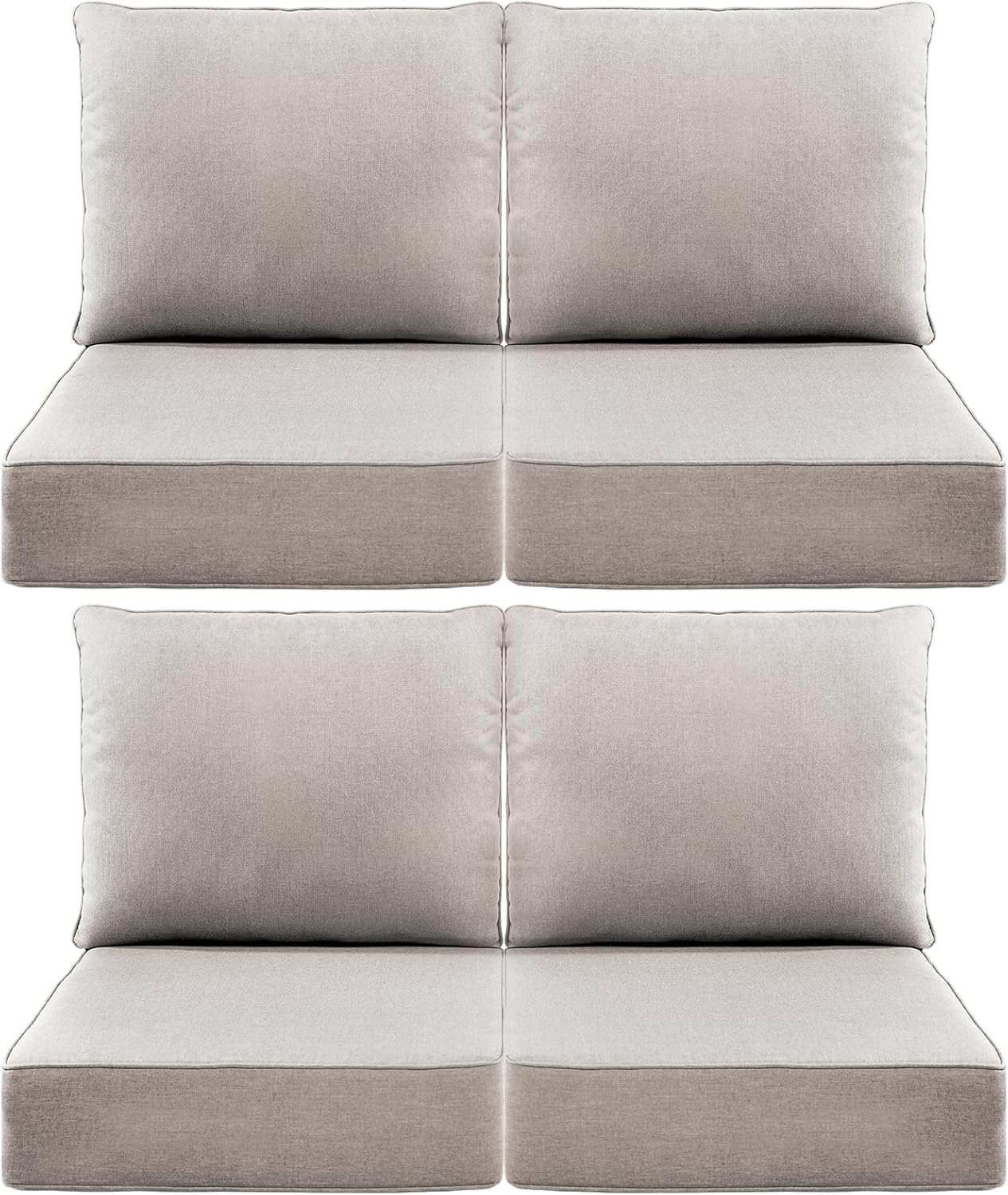 Outdoor Wicker Chair Cushions 2 Packs - Outside High Back Thick Water-Resistant Cushion 22x24 with Zipper Cover for Patio Glider Rocking Chairs Loveseat Couch – Beige/Buckle